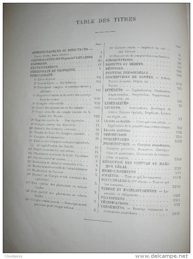 DICTIONNAIRE DES CAISSES D'EPARGNE) RARE -COMPTABILITE STRUCTURE OPERATIONS DETAILLE EN 125 PAGES  R VERSO 1906 - Dizionari