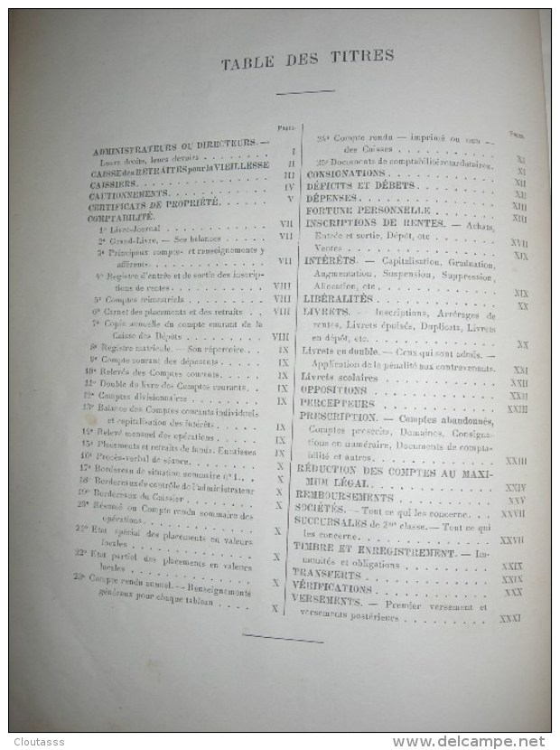 DICTIONNAIRE DES CAISSES D'EPARGNE) RARE -COMPTABILITE STRUCTURE OPERATIONS DETAILLE EN 125 PAGES  R VERSO 1906 - Dictionaries