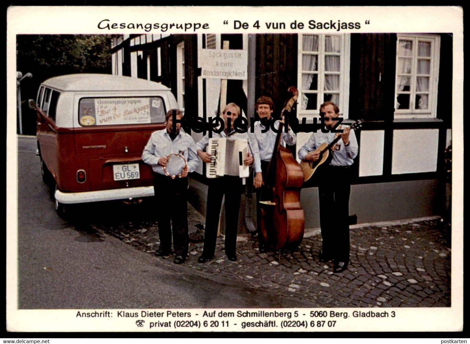ÄLTERE POSTKARTE BERGISCH GLADBACH DE 4 VUN DE SACKJASS VW BULLI Bus Musicians Musiker Ansichtskarte Postcard Cpa - Bergisch Gladbach