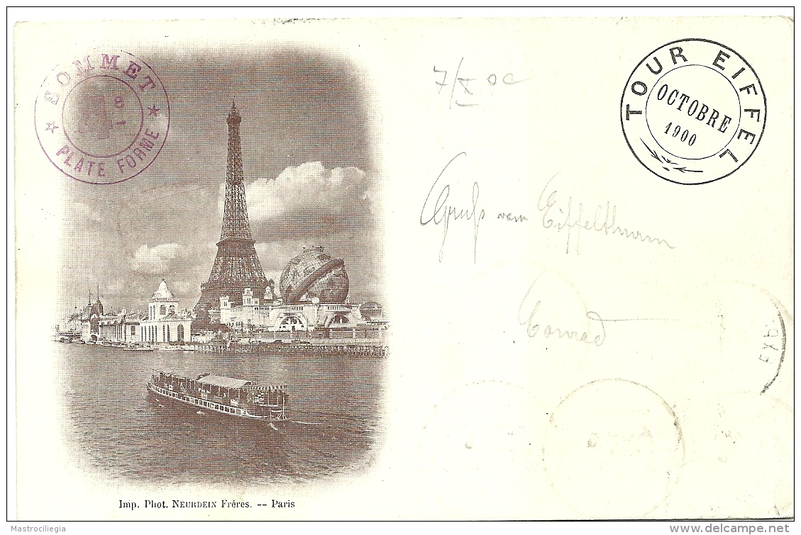 FRANCIA PARIS  Tour Eiffel Octobre 1900  Paris Exposition  Cachet Rouge Sommet  Plate Forme - Tour Eiffel