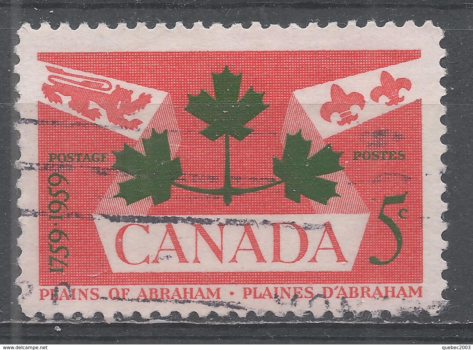 Canada 1959. Scott #388 (U) Bicentenary Of The Battle Of The Plains Of Abraham  (Complet Issue) - Usati