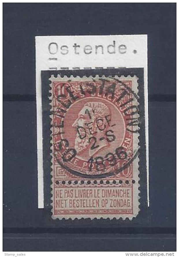 N°57 (ntz) GESTEMPELD Ostende (Station) - 1893-1900 Fine Barbe