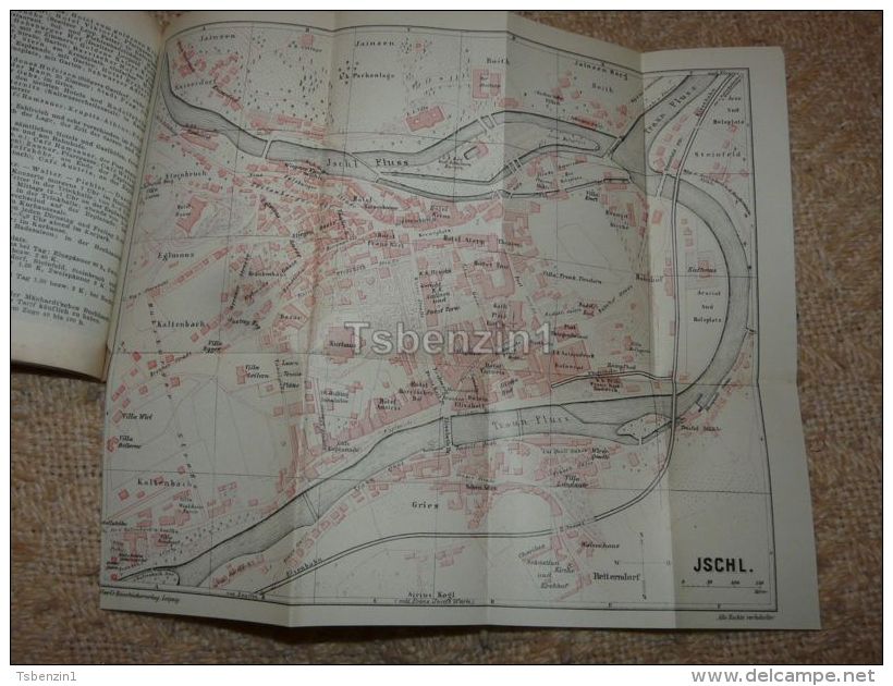 Bad Ischl Map Karte Austria Print Engraving  1907 - Cartes Géographiques