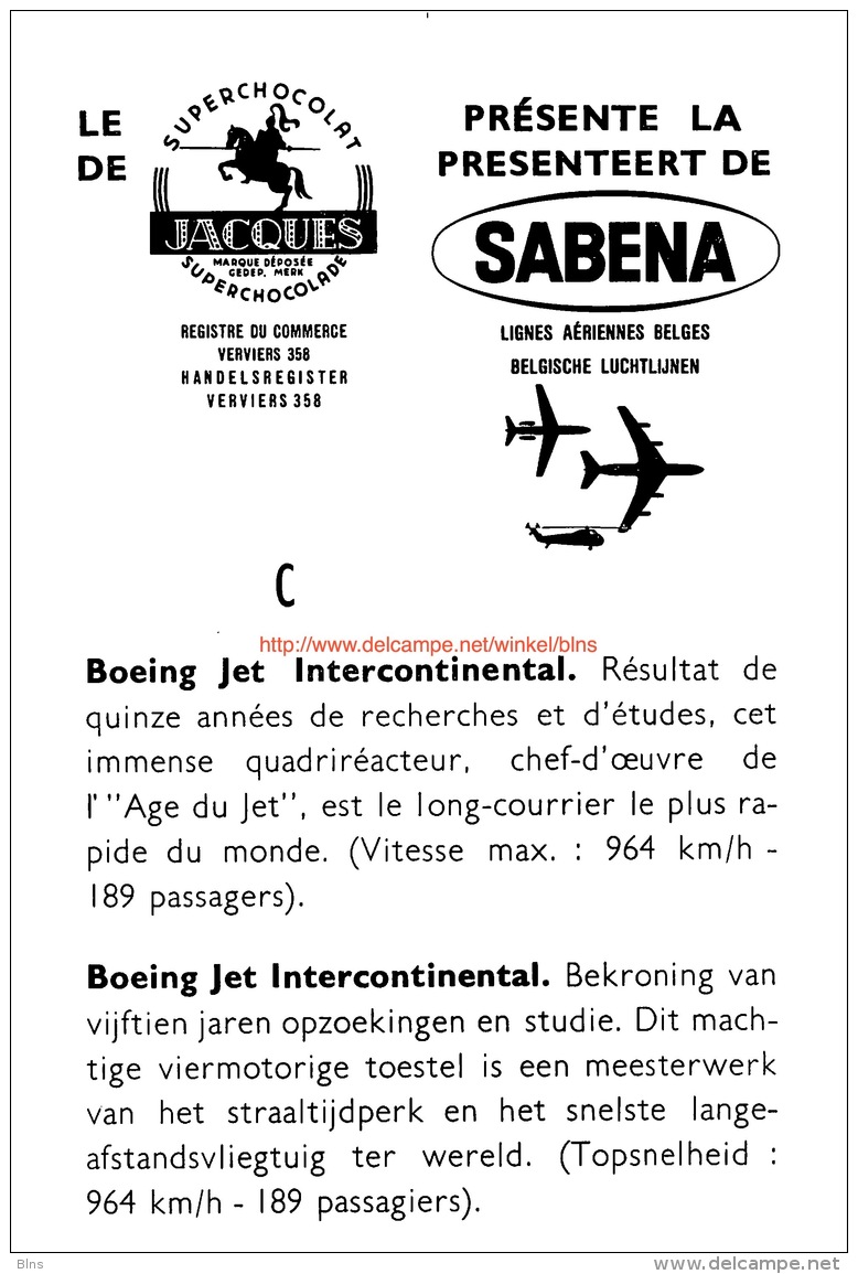 SABENA Boeing Jet Intercontinental - Autres & Non Classés