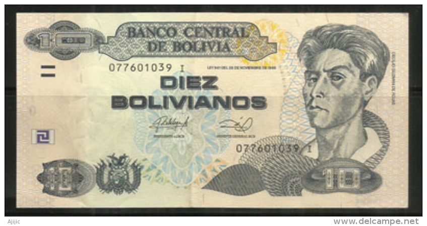 Diez Bolivianos (Peintre Leader Du Mouvement De L´art Indigène Bolivien), Billet Bon état - Bolivie