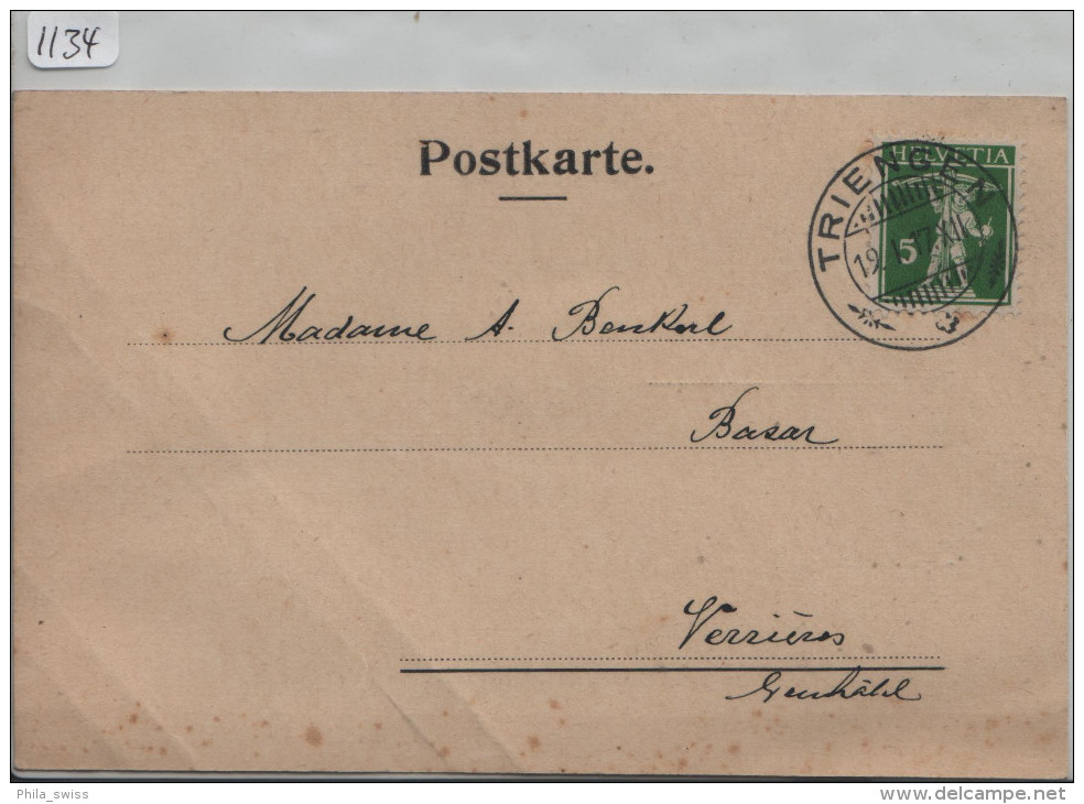 1917 Tellknabe 125III - Carte Postale Von Triengen Nach Verrieres - Covers & Documents