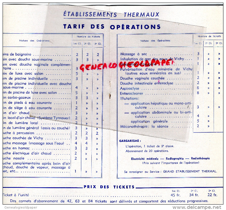 03 - VICHY  -   DEPLIANT TOURISTIQUE 1946- CALENDRIER SPORTIF-