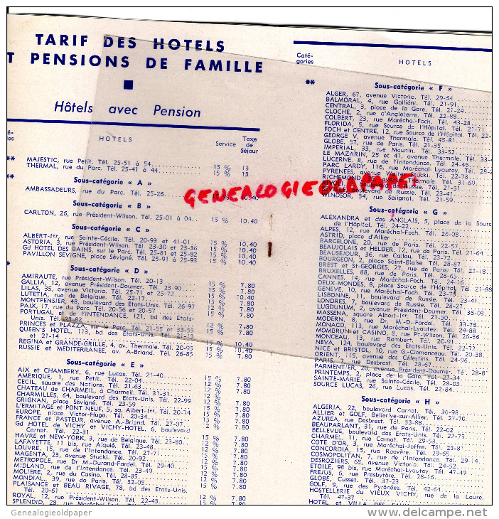 03 - VICHY  -   DEPLIANT TOURISTIQUE 1946- CALENDRIER SPORTIF-