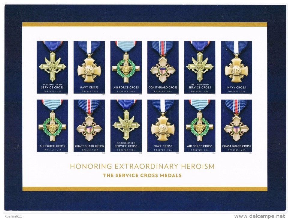 USA 2016 The Service Cross Medals Sheet Of 12 X 0.49c  MNH ** Army - Unused Stamps