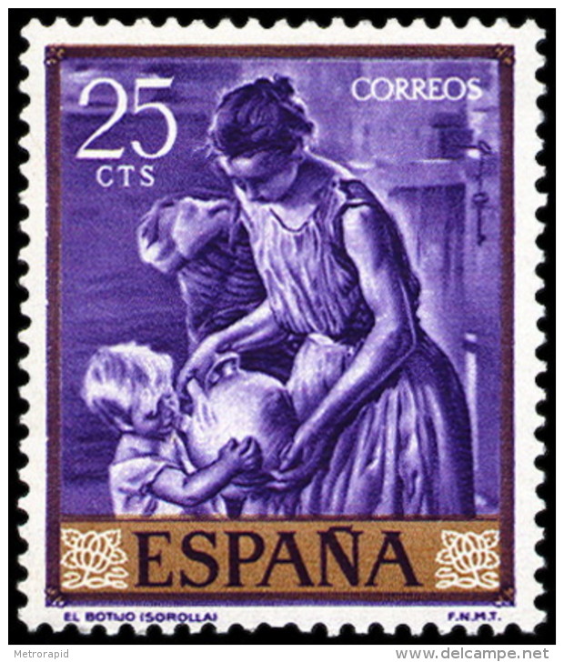 ESPAÑA SEGUNDO CENTENARIO NUEVO N&ordm; 1566 ** 25C VIOLETA  JOAQUIN SOROLLA - Neufs