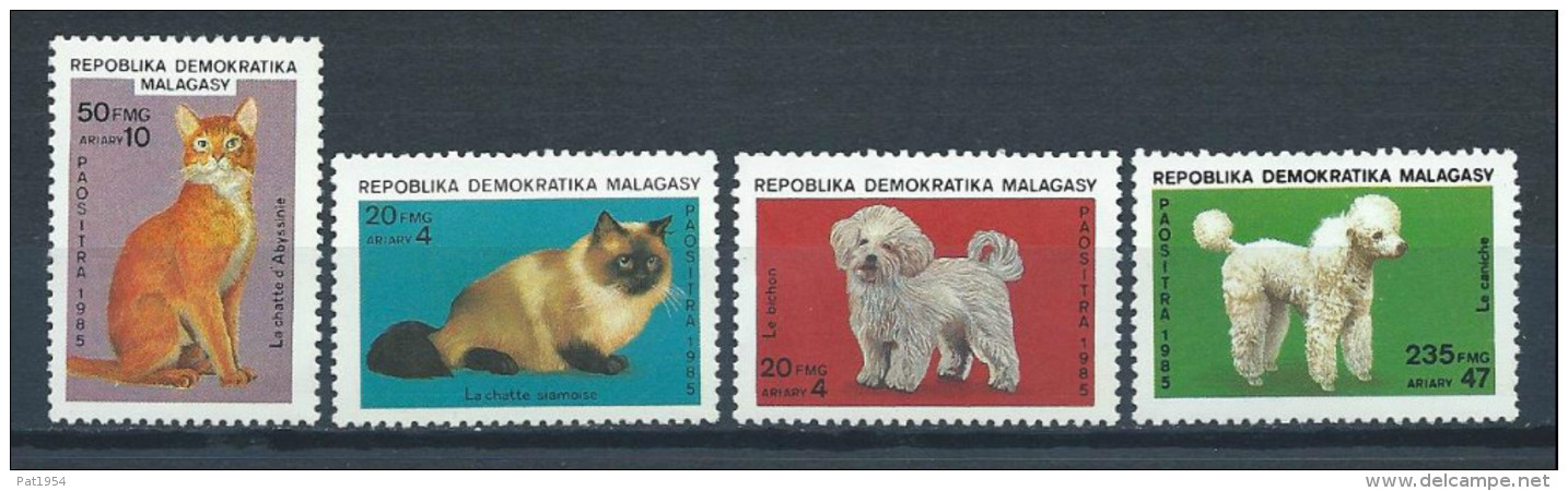 Madagascar1985 N°732/736 (sauf 735 Cocker) Neufs Avec Chats - Chats Domestiques