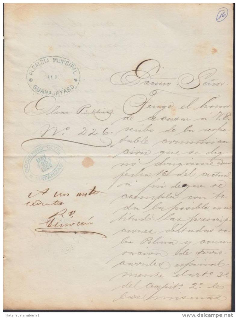 E872 CUBA SPAIN ESPAÑA RAILROAD REPORT. REPORTE DE NO HABER CASAS CERCA DEL FERROCARRIL. 1885 - America (Other)