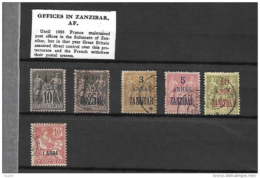 Zanzibar 1894  Cat Yt N°2,5, 6 , 8, 10 , 48 - Oblitérés