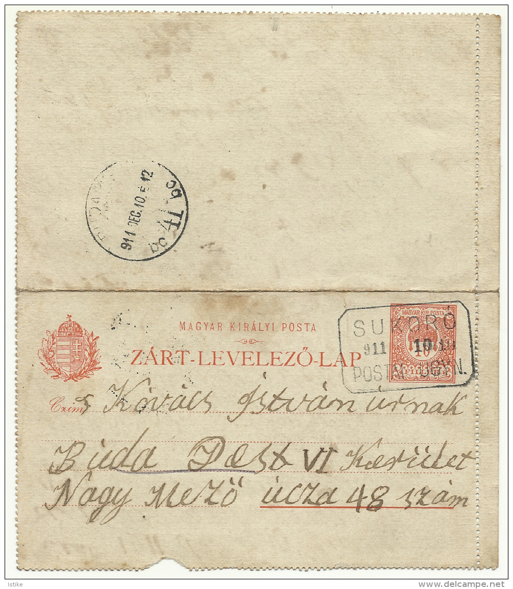 Hungary, Stationery Letter Card, Royal Post, Sp, Cancellation: Sukoro Postal Agency, 1911. - Interi Postali