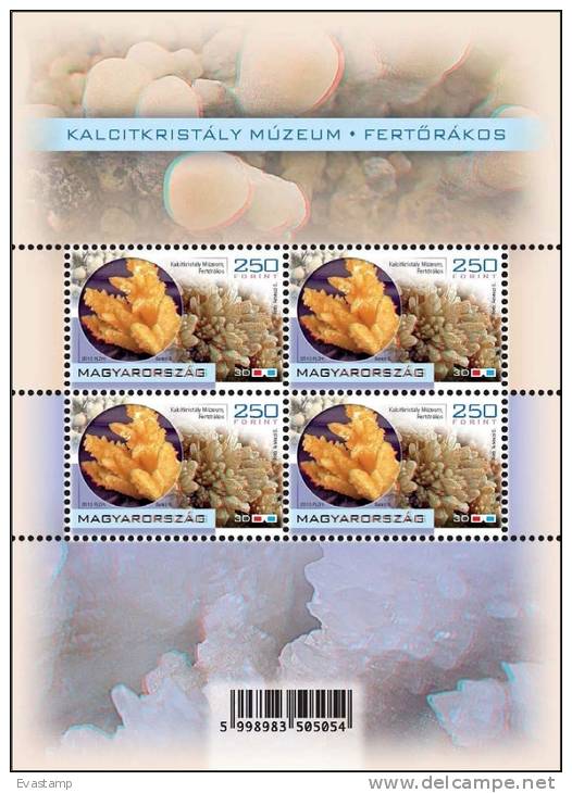 HUNGARY-2013. S/S - Calcite Crystal Museum In Fert&#337;rákos-3 DIMENSIONAL MNH! RR! - Minerals