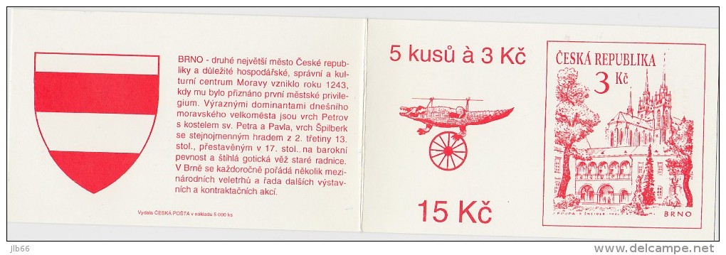 Carnet De 5 Timbres YT C 34 (I) Brno / Booklet Michel MH 0-9 I Brno  (tirage : 5000) Crocodile Et Roue - Ongebruikt