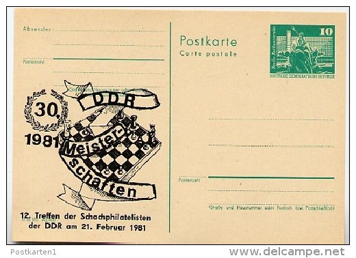 DDR P79-5b-81 C141-b Postkarte PRIVATER ZUDRUCK Schach Fürstenwalde 1981 - Private Postcards - Mint