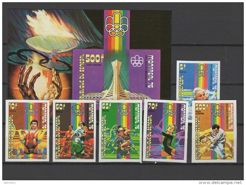 Senegal 1976 Olympic Games Montreal, Judo, Hockey Etc. Set Of 6 + S/s Imperf. MNH -scarce- - Zomer 1976: Montreal