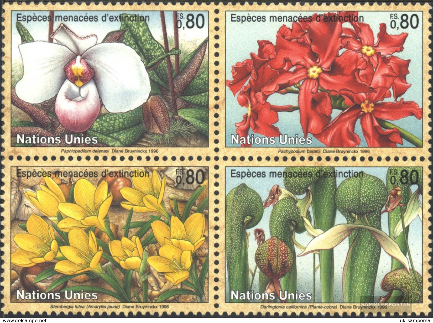 UN - Geneva 288-291 Block Of Four (complete Issue) Unmounted Mint / Never Hinged 1996 Affected Plants - Unused Stamps