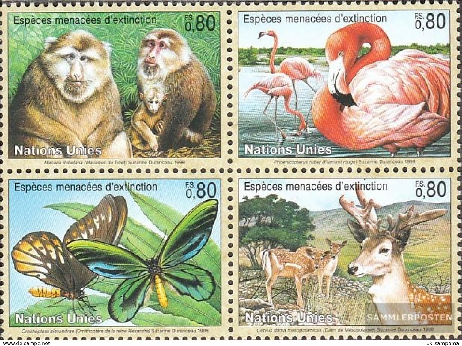 UN - Geneva 330-333 Block Of Four (complete Issue) Unmounted Mint / Never Hinged 1998 Affected Animals - Unused Stamps