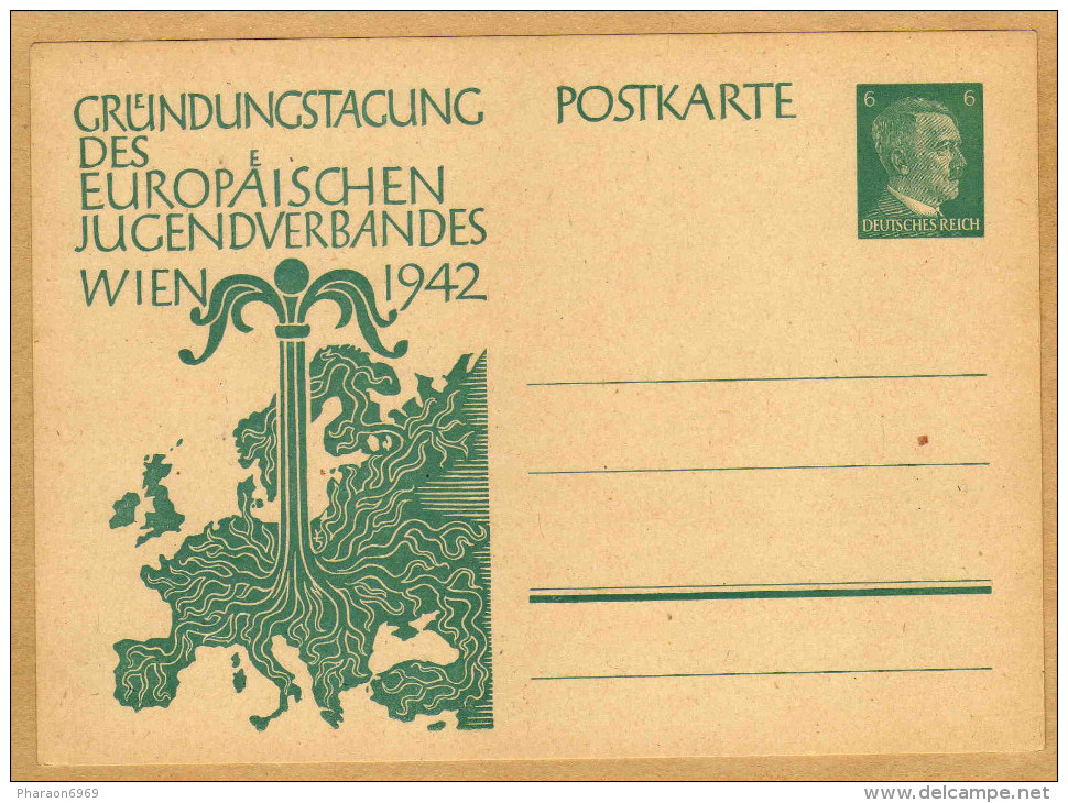 Carte Entier Postal Deutsches Reich Grundungstagung Des Europaeischen Jugendverbandes Wien 1942 - Guerre 1939-45