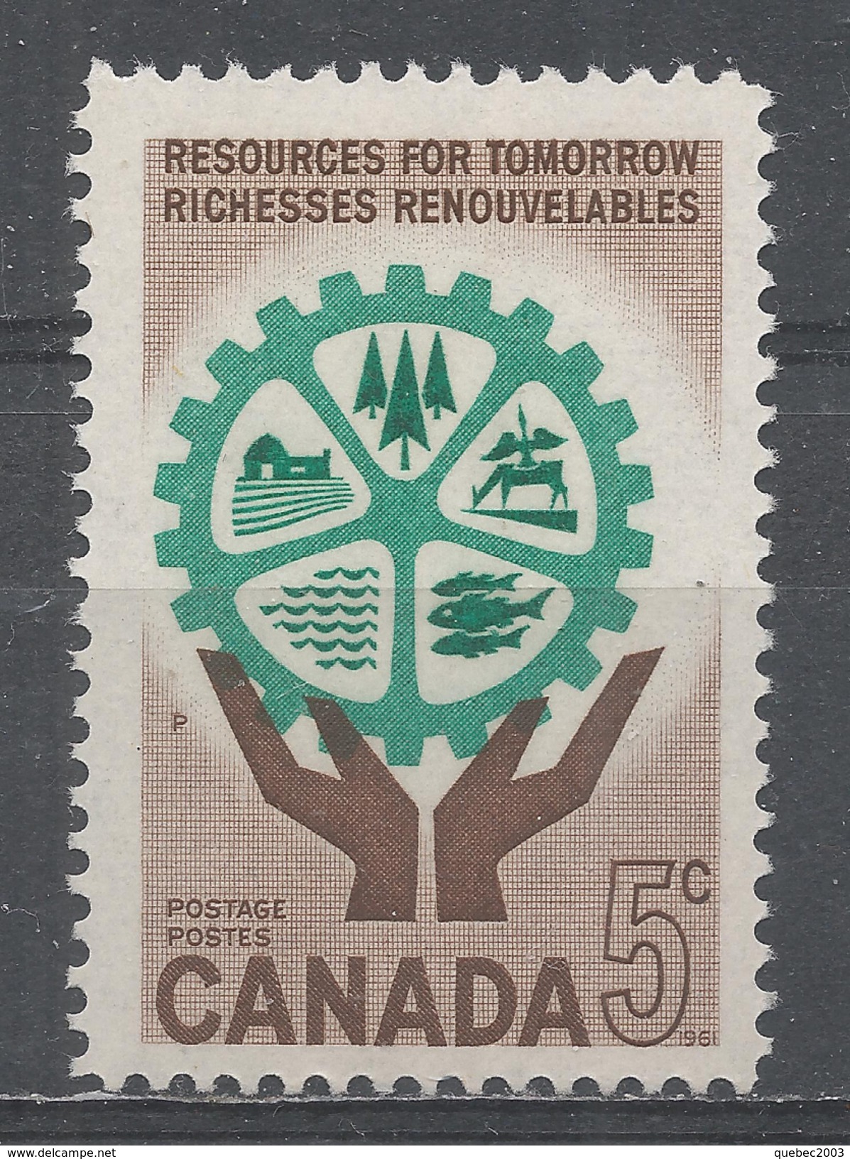 Canada 1961. Scott #395 (MNH) Naturel Resources, Hands, Tree, Fish, Water ** Complete Issue - Neufs