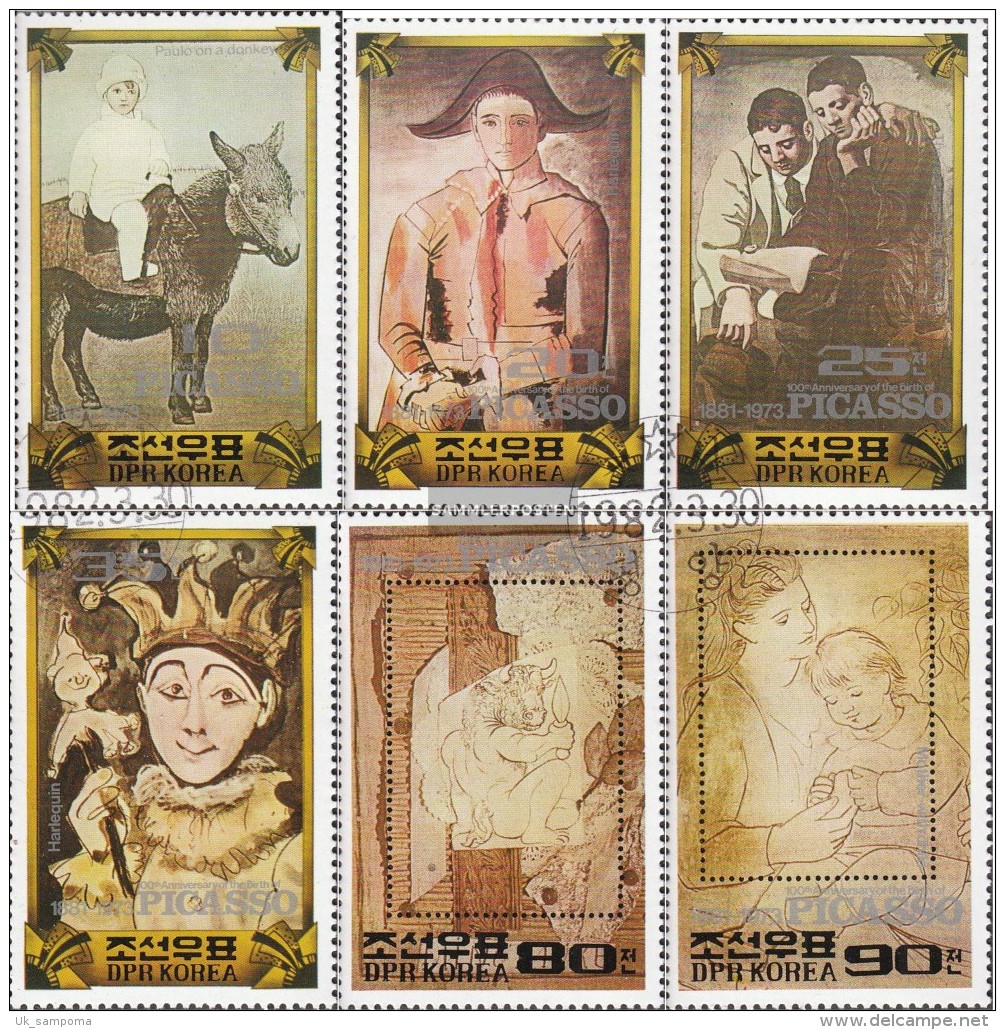 North-Korea 2223-2228 (complete.issue.) Fine Used / Cancelled 1982 Pablo Picasso - Korea, North