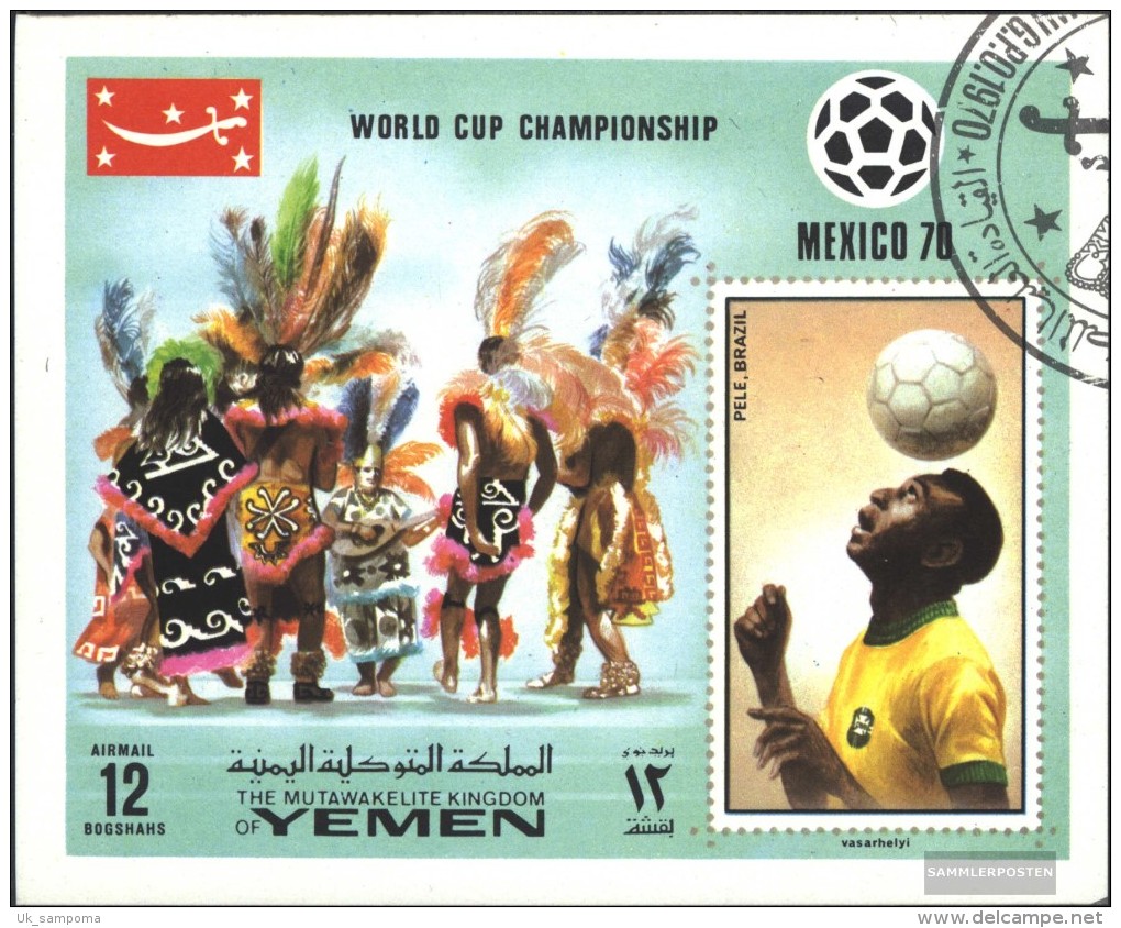 Yemen (UK) Block220 (complete Issue) Fine Used / Cancelled 1970 Winner Football-WM '70, Mexico - Yemen