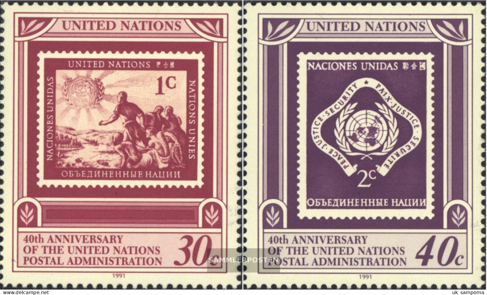 UN - New York 621-622 (complete Issue) Unmounted Mint / Never Hinged 1991 40 Years UN-Postal Administration - Unused Stamps