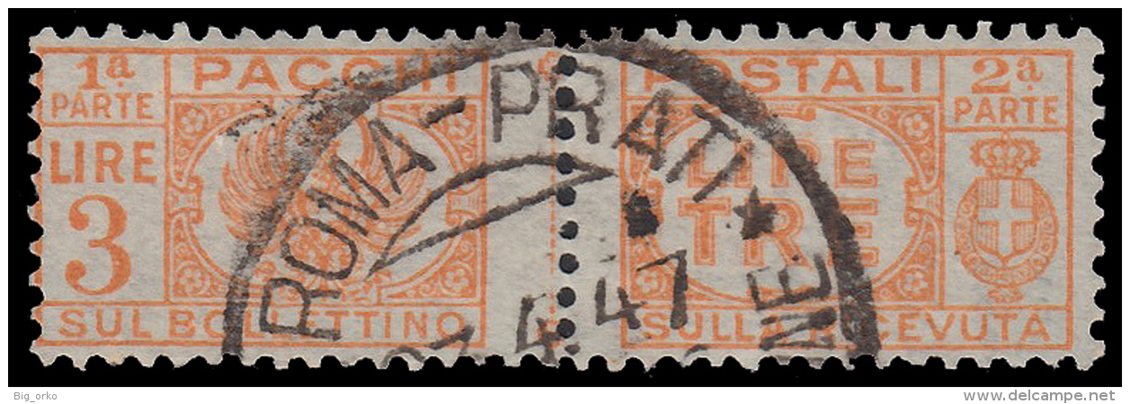 Italia - Pacchi Postali Del 1927/32 Senza Fasci Al Centro:  Lire 3 Arancio (n° 62) - 1946 (B) - Paketmarken