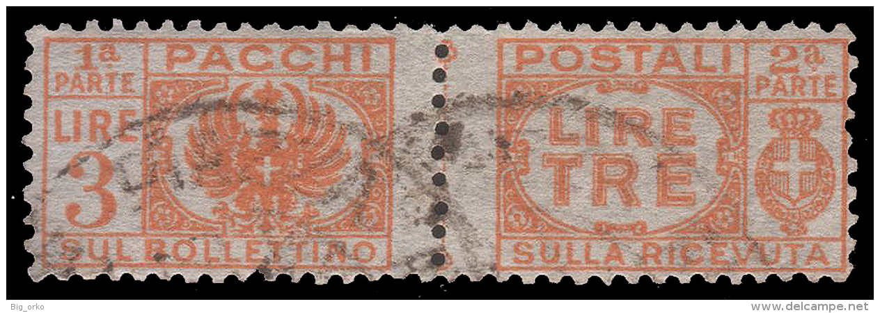 Italia - Pacchi Postali Del 1927/32 Senza Fasci Al Centro:  Lire 3 Arancio (n° 62) - 1946 - Postpaketten