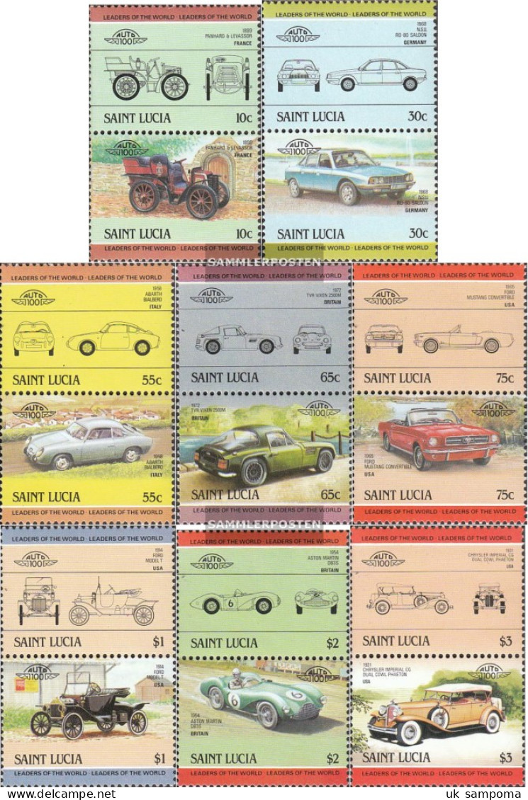 St. Lucia 696-711 Couples (complete Issue) Unmounted Mint / Never Hinged 1984 Cars - St.Lucia (1979-...)