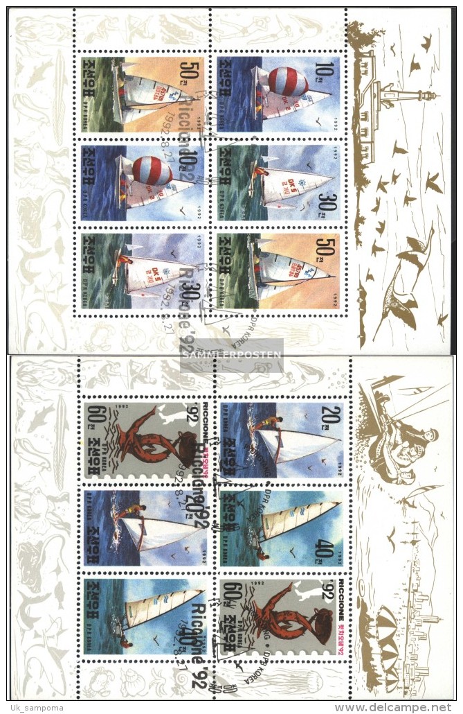 North-Korea 3321-3326 Sheetlet (complete Issue) Fine Used / Cancelled 1992 RICCIONE '92: Sailboats - Korea (Nord-)