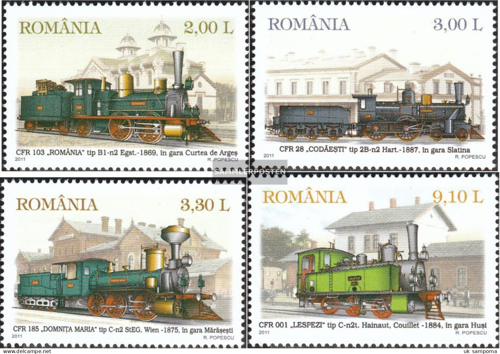 Romania 6551-6554 (complete Issue) Unmounted Mint / Never Hinged 2011 Steam Locomotives - Neufs