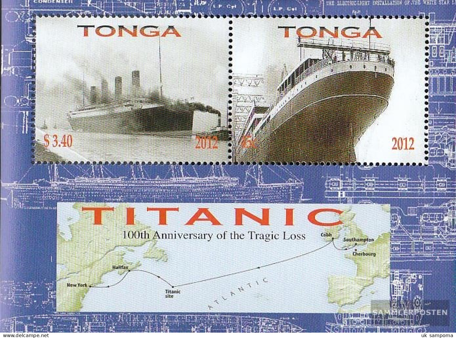 Tonga Block53 (complete Issue) Unmounted Mint / Never Hinged 2012 Titanic - Tonga (1970-...)