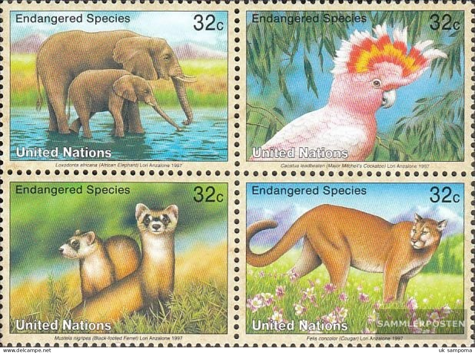 UN - New York 732-735 Block Of Four (complete Issue) Unmounted Mint / Never Hinged 1997 Affected Animals - Neufs