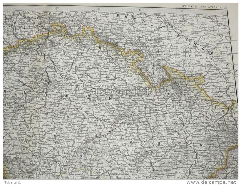 Böhmen Und Mahren Österreich Deutsche Reich Germany Deutschland Karte Map 47x39 Cm ~1882 - Landkarten