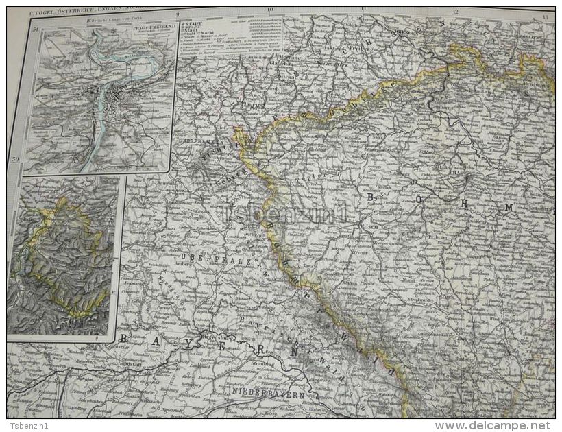 Böhmen Und Mahren Österreich Deutsche Reich Germany Deutschland Karte Map 47x39 Cm ~1882 - Landkarten