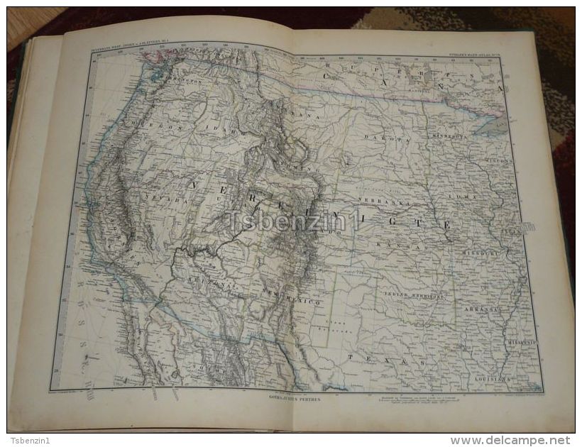 North America United States USA Oregon Nevada Arizona New Mexico Texas Dakota Minesota Iowa Missouri Map 47x39 Cm ~1882 - Geographical Maps