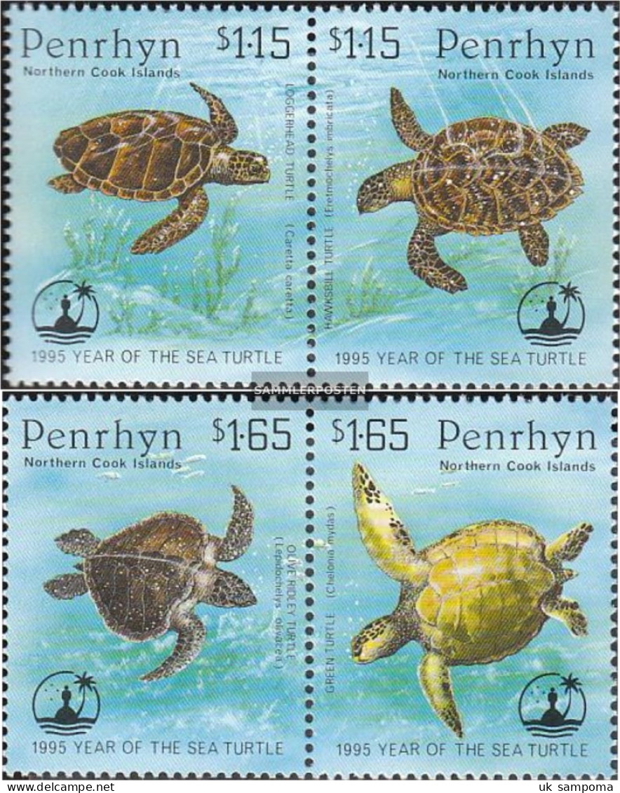 Penrhyn 579-582 Couples (complete Issue) Unmounted Mint / Never Hinged 1995 Protection The Seeschildkröten - Penrhyn