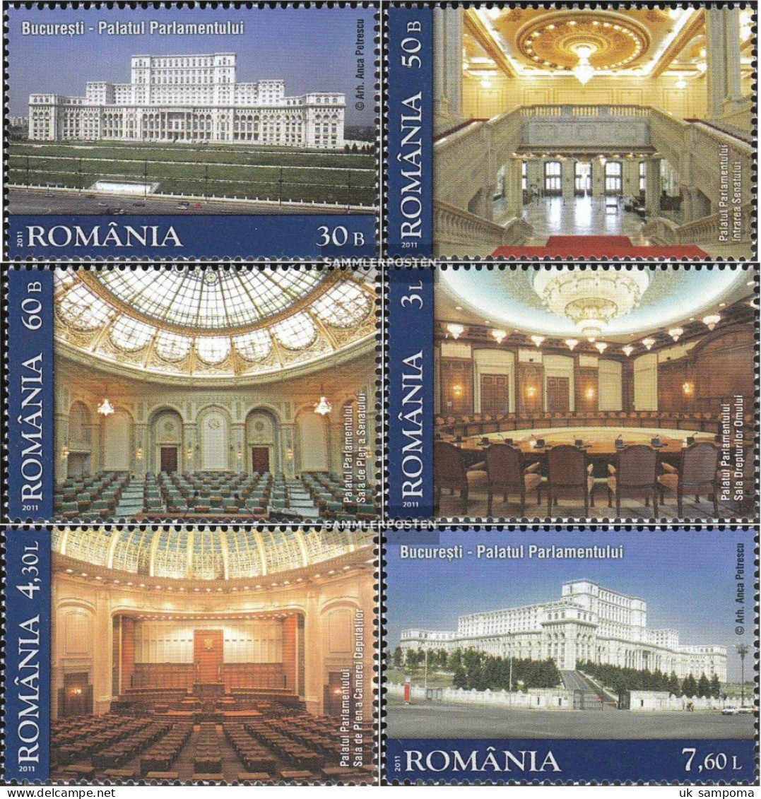 Romania 6516-6521 (complete Issue) Unmounted Mint / Never Hinged 2011 Parlamentpalast - Nuevos