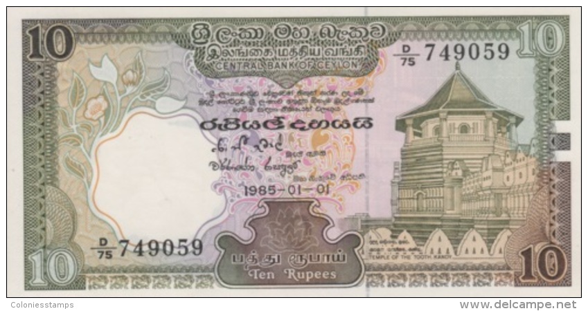 (B0219) SRI LANKA, 1985. 10 Rupees. P-92a. UNC - Sri Lanka