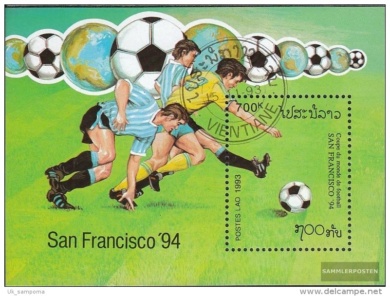 Laos Block147 (complete Issue) Fine Used / Cancelled 1993 Football-WM '94, U.S. - Laos