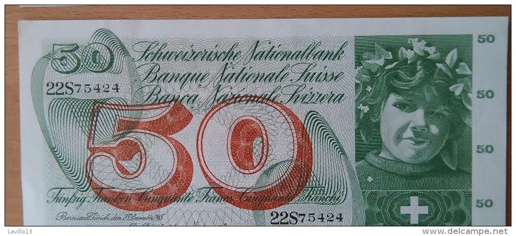 LOT DE 4 BILLETS BANQUE NATIONALE SUISSE 50 F NEUF JAMAIS UTILISES 23.12.1965 Numéros Qui Se Suivent. SUP +++ - Suiza