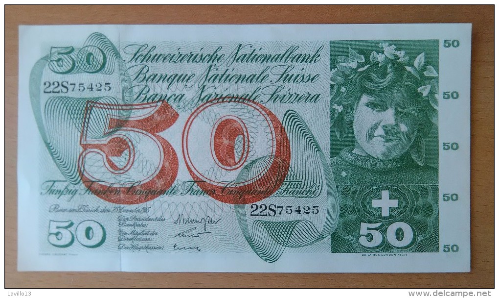 LOT DE 4 BILLETS BANQUE NATIONALE SUISSE 50 F NEUF JAMAIS UTILISES 23.12.1965 Numéros qui se suivent. SUP +++