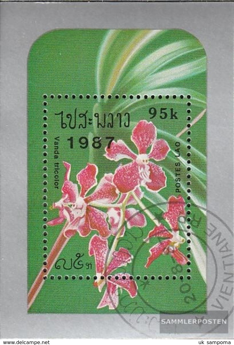 Laos Block118 (complete Issue) Fine Used / Cancelled 1987 Orchids - Laos