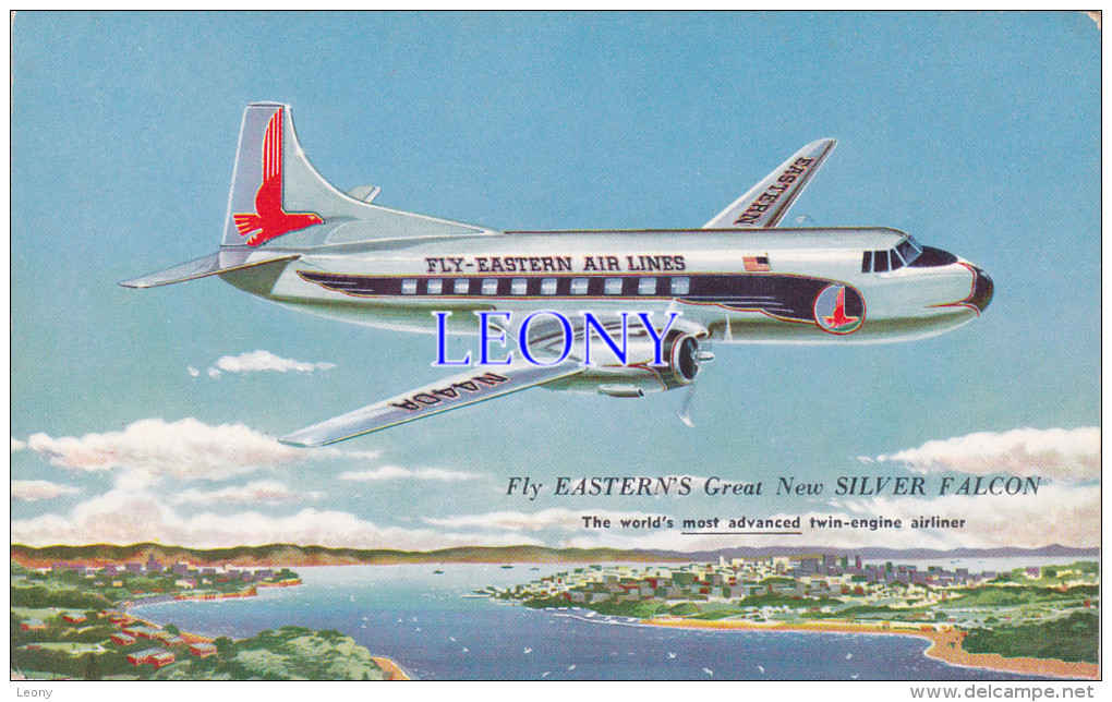 CPSM 9X14  " AVION -  FLY EASTERNS Great New SILVER FALCON " - 1946-....: Modern Era