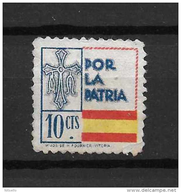 LOTE 2229  ///  ESPAÑA. GUERRA CIVIL. POR LA PATRIA Y CRUZ DE ASTURIAS.PIE IMP. "HIJOS DE FOURNIER VITORIA" 10 CENTIMOS - Nationalist Issues