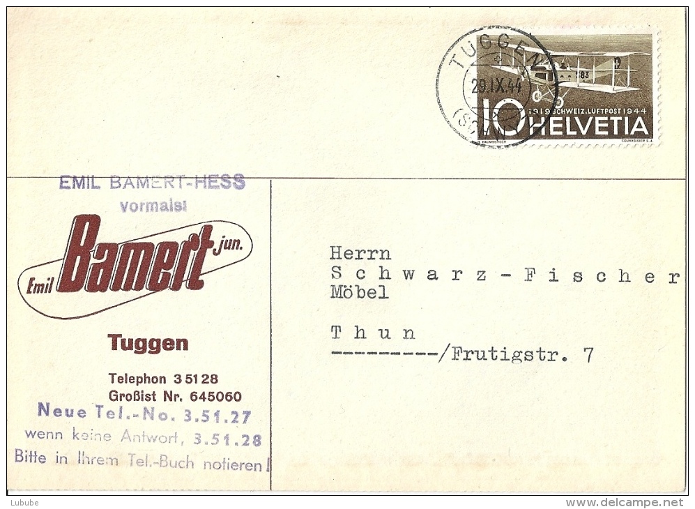 Motiv Karte  "Bamert, Tuggen" - Thun           1944 - Covers & Documents