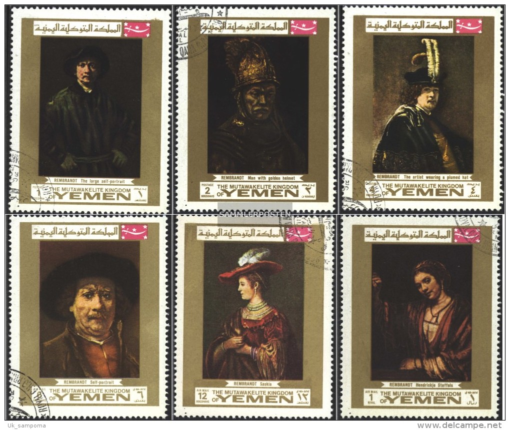 Yemen (UK) 710A-715A (complete Issue) Fine Used / Cancelled 1969 Rembrandt-Paintings - Yémen